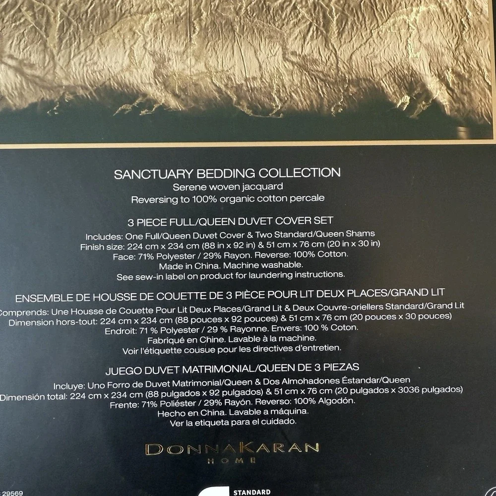 Donna Karan Home Sanctuary Queen Duvet Set Cover + 2 Standard Shams Mink New